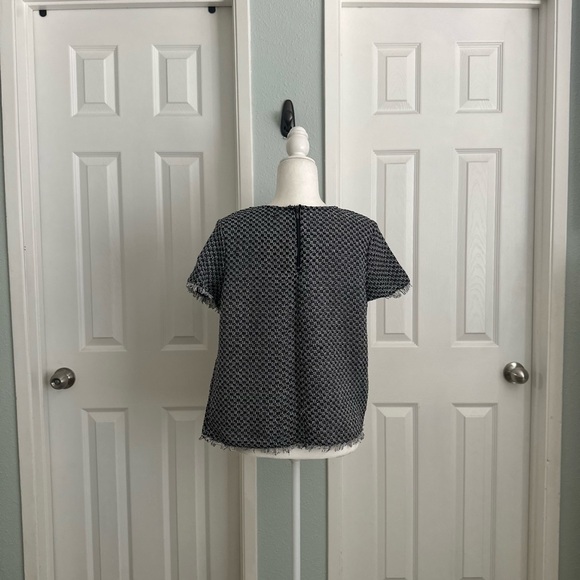 Target Who Why Wear Black & White houndstooth Short Sleeve W/ fringe Top S:Large - Picture 4 of 6
